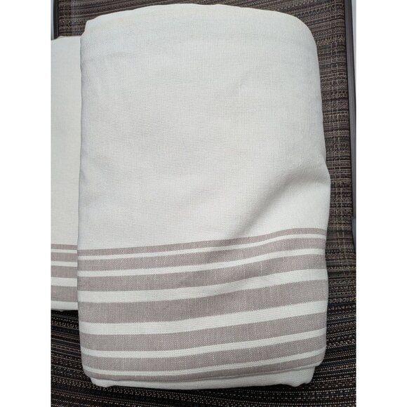 Quince Coastal Stripe Linen Cotton Room Darkening Curtain 48x96 - 2 Panels - Picture 3 of 8